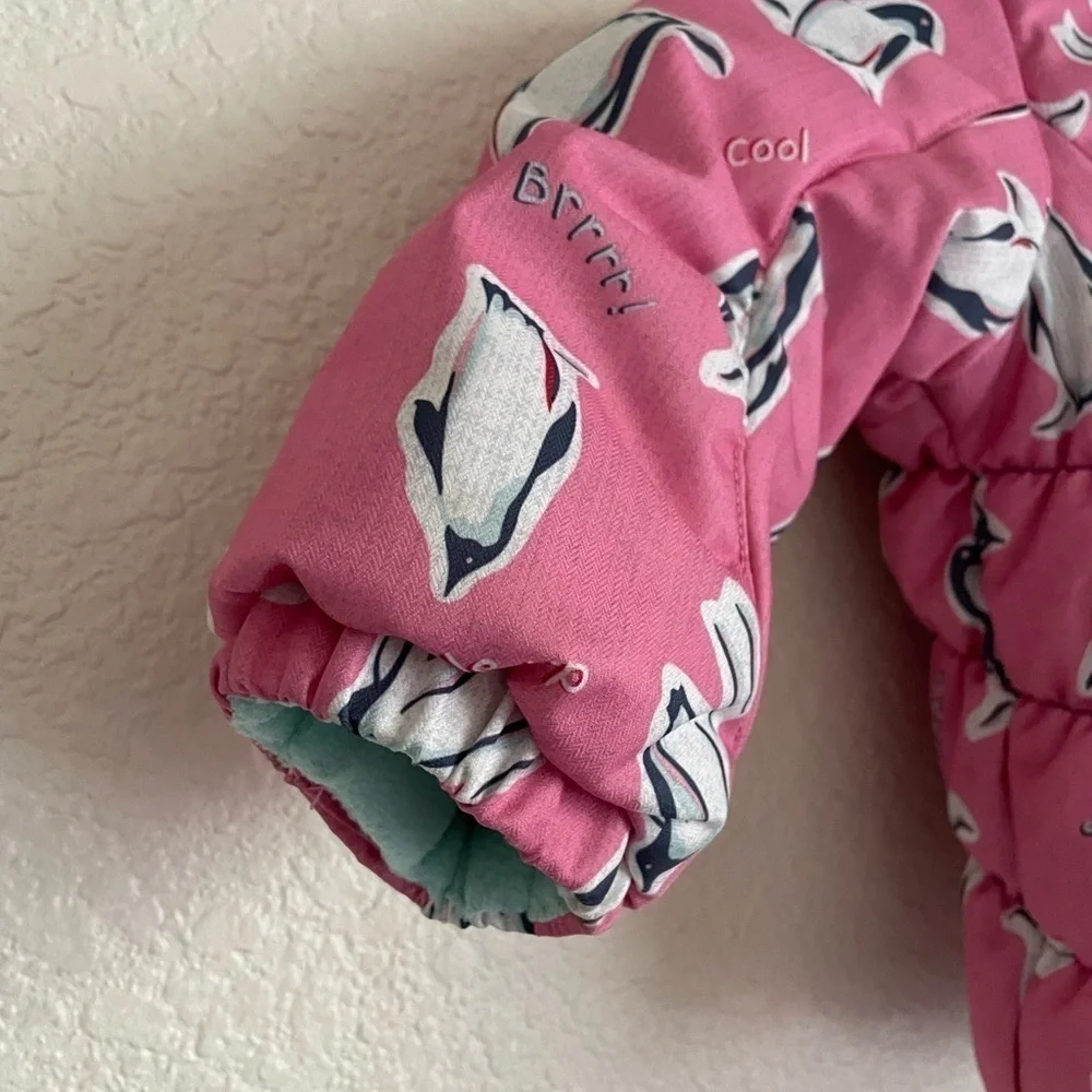 Obermeyer Little Girls Cakewalk Insulated Ski Jacket XS 1yr Pink Penguins